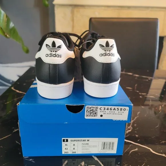 Black and White Adidas Superstar Originals Size 9.5 - Picture 2 of 9